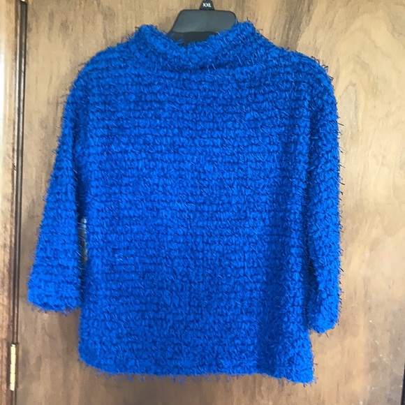 Multiples royal blue sweater top w texture & stretch size S - Picture 7 of 15